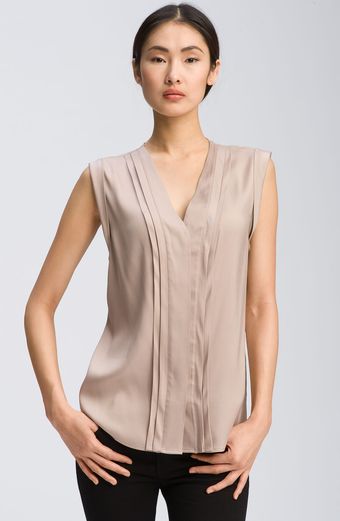 Valette Pleat Detail Sleeveless Silk Top - Lyst