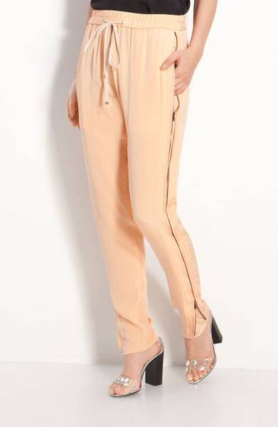 3.1 Phillip Lim Silk Crêpe De Chine Side Zip Pants in Orange (faded orange) - Lyst