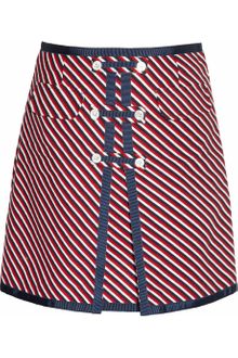 Black Fleece Striped Textured-cotton Mini Skirt - Lyst