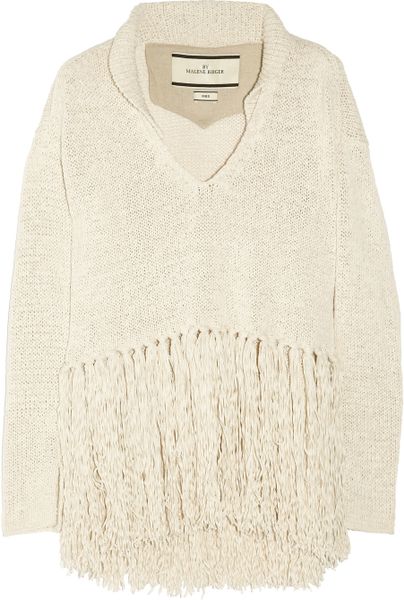 By Malene Birger Marrike Tasseled Looseknit Cottonblend Sweater in Beige (cream) - Lyst