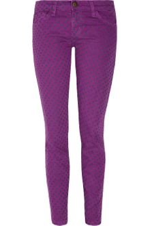 Current/Elliott The Stiletto Polka-dot Low-rise Cropped Skinny Jeans - Lyst