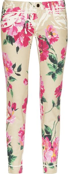 Dolce & Gabbana Peony-print Cropped Mid-rise Skinny Jeans - Lyst