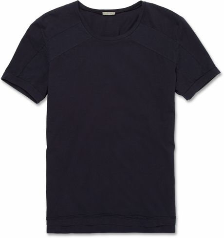 Bottega Veneta Panelled Cotton Tshirt in Blue for Men - Lyst