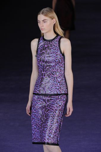 Christopher Kane Fall 2012 Sleeveless Leopard Print Top With Leather Binding In Purple  - Lyst