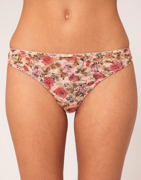 D&g  Lace Brazillian Brief with Garden Rose Print in Pink (pinkgardenrose) - Lyst