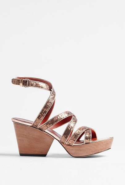 Marc By Marc Jacobs Glitter Straps Wedge Sandal in Gold (pink) - Lyst