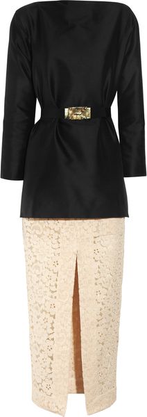 Alessandra Rich Mikado-Marinière And Floral Lace Two-Piece Gown - Lyst