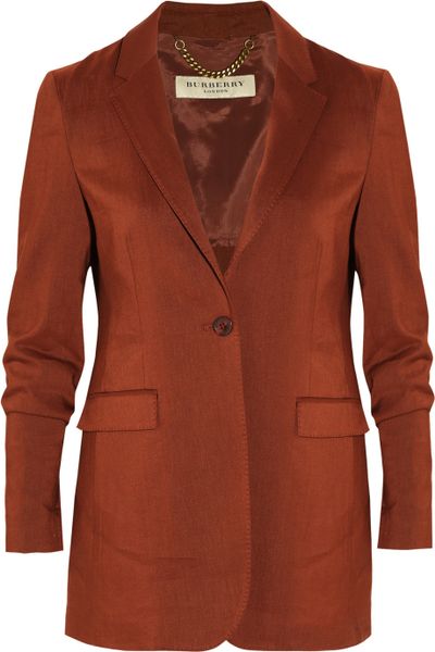 Burberry Oversized Wool and Linenblend Jacket in Red (rust) - Lyst