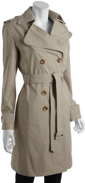 Calvin Klein Tan Brushed Cotton Blend Double Breasted Trench in Beige (tan) - Lyst