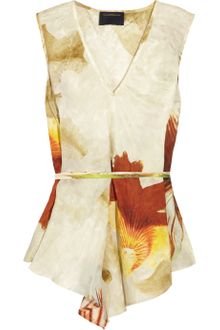 Class Roberto Cavalli Printed Silk-Blend Top - Lyst