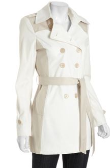 DKNY Pearl Cotton Blend Colorblock Double Breasted Trench Coat - Lyst