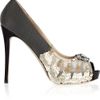 Valentino Embellished Mesh Pumps in Gold (black) - Lyst