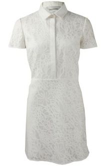 Valentino Short Sleeve Lace Embroidered Dress with Collar - Lyst
