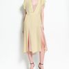 Zara Pleated Dress with Splits in Yellow - Lyst