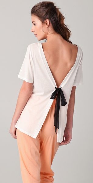3.1 Phillip Lim Black Tie V Back Boyfriend Tee in White - Lyst