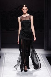 Alberta Ferretti Fall 2012 Sleeveless Half Sheer Evening Dress  - Lyst