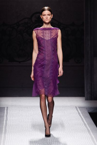 Alberta Ferretti Fall 2012 Lace Embroidered Evening Dress in Purple - Lyst