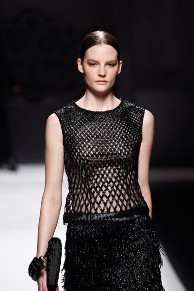 Alberta Ferretti Fall 2012 Woven Tank  in Black - Lyst