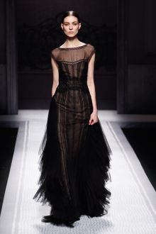 Alberta Ferretti Fall 2012 Ruffle Detail Lace Evening Gown  - Lyst
