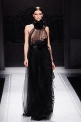 Alberta Ferretti Fall 2012 Feather Trimmed Halterneck Gown 