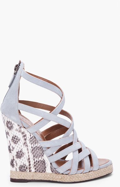 Barbara Bui Tall Grey Suede and Python Wedges in Gray (grey) - Lyst