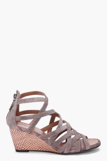 Barbara Bui Strappy Python Wedges - Lyst