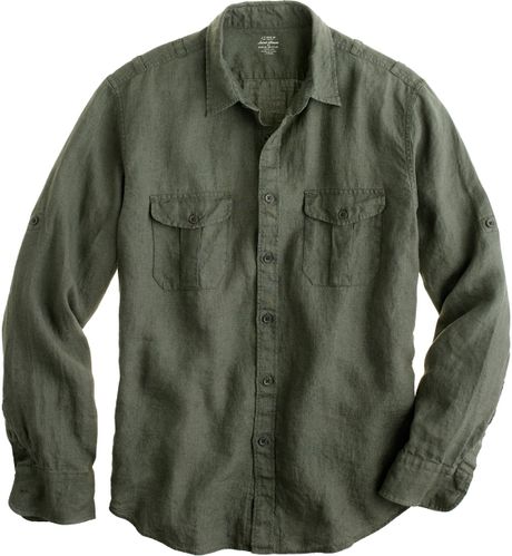 carob linen irish camp shirt