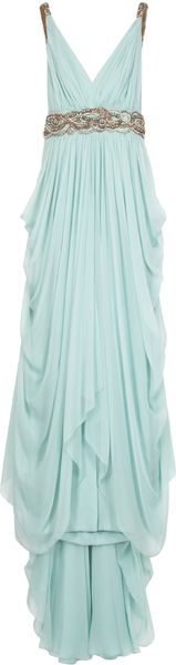 Marchesa Chiffon Embellished Grecian Gown - Lyst
