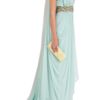 Marchesa Chiffon Embellished Grecian Gown in Blue (mint) - Lyst