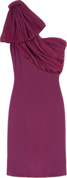  Pleated Bow Shoulder Dress 