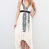 Twelfth Street By Cynthia Vincent Embroidered Leather Strap Cascade Dress in Beige (cream) - Lyst
