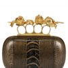 Alexander Mcqueen Knuckle Box Gold Ostrich Clutch in Brown (black) - Lyst