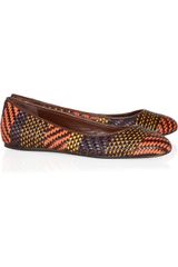 Burberry Prorsum Woven Leather and Raffia Ballet Flats