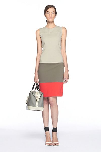Diane Von Furstenberg Sharby Color Block Dress in Gray (light gry/puddle gry/firecrack) - Lyst