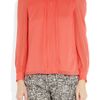 J.crew Pleated SilkChiffon Blouse in Pink (coral) - Lyst