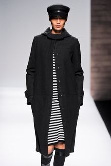 Max Mara Fall 2012 Long Wool Coat With Snap Fastening, Pockets And Hood In Dark Grey  - Lyst