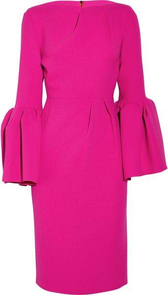 Roksanda Ilincic Margot LanternSleeve WoolCrepe Dress in Pink (fuchsia) - Lyst