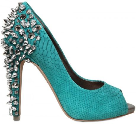 Sam Edelman 110mm Leather Snake Print Spikes Pumps in Blue (petrol) - Lyst
