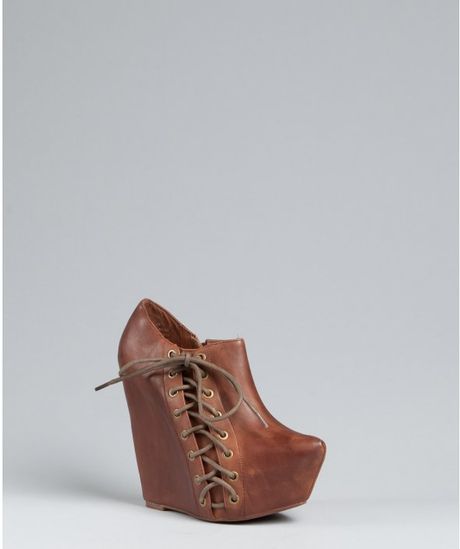 Jeffrey Campbell Brown Leather Zup Platform Booties in Brown - Lyst