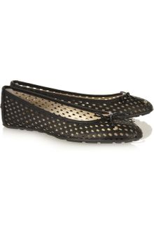 Jimmy Choo Walsh Perforated Textured-leather Ballet Flats - Lyst