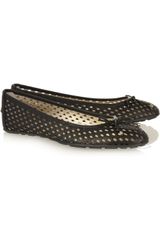 Jimmy Choo Walsh Perforated Textured-leather Ballet Flats