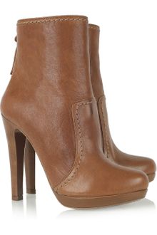 Miu Miu Stitch-trimmed Leather Ankle Boots - Lyst