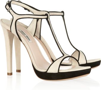 Miu Miu Two-tone Suede Sandals - Lyst