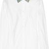 Miu Miu SequinedCollar CottonPoplin Shirt in White - Lyst