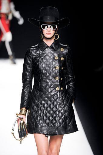  Fall 2012 Band Leader Inspired Quilted Leather Black Coat  
