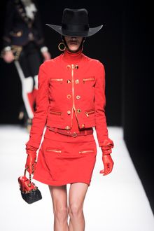 Moschino Fall 2012 Short Red Jacket with Multishaped Gold Buttons - Lyst