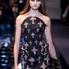 Versace Fall 2012 Strapless Armorlike Corset Mini Dress With Crucifix Prints In Black  in Black - Lyst