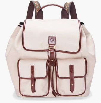 Alexander McQueen Beige Leather Trimmed Backpack - Lyst