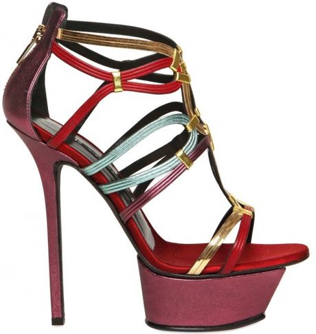 Diego Dolcini 130mm Metallic Leather Cage Sandals in Multicolor (multi) - Lyst