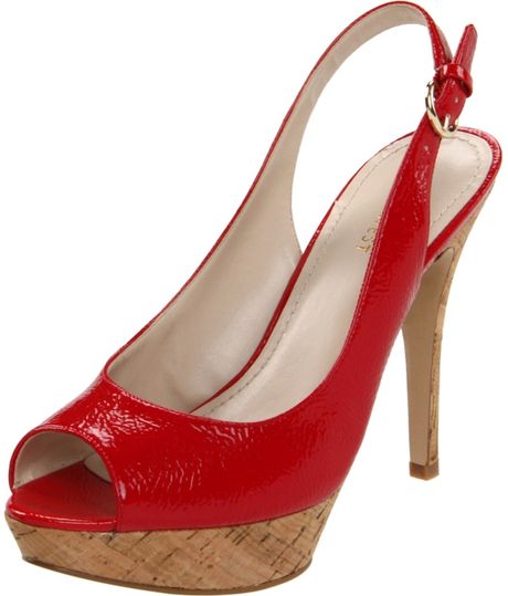 Nine West Nine West Womens Bigspender Slingback Sandal in Red (red patent synthetic) - Lyst